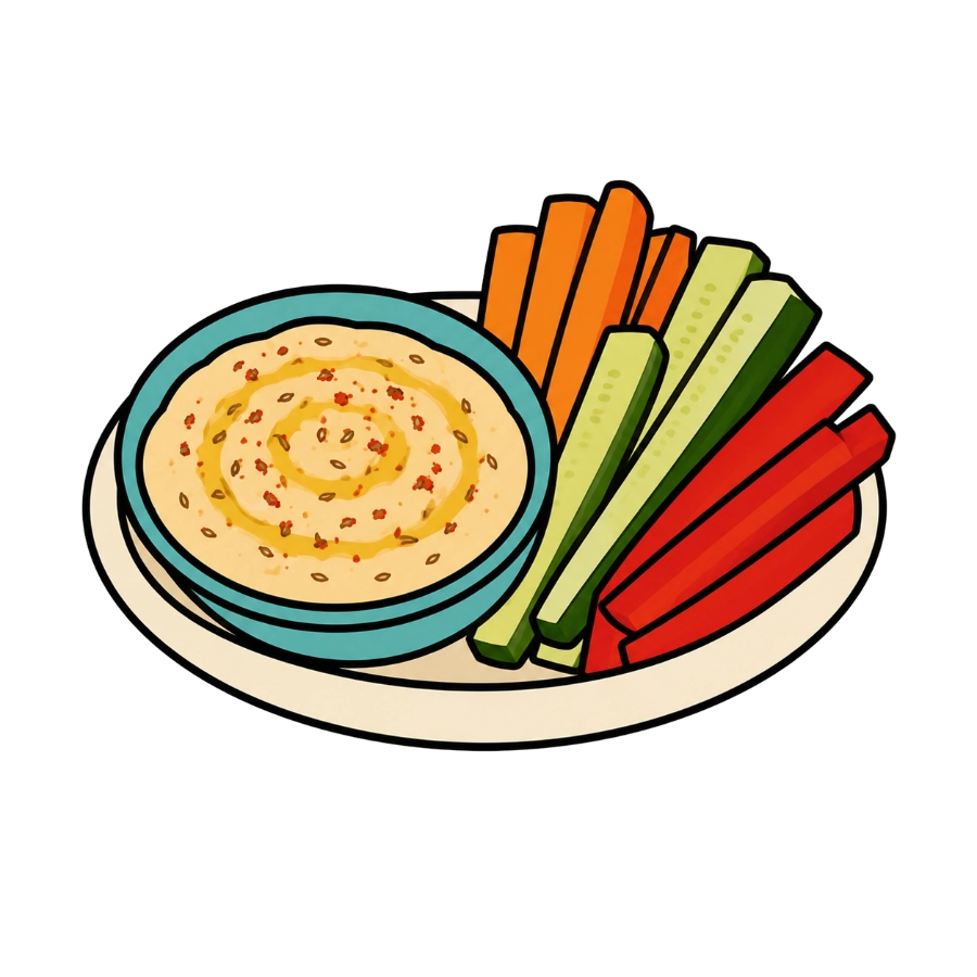 Crudités con hummus bravo