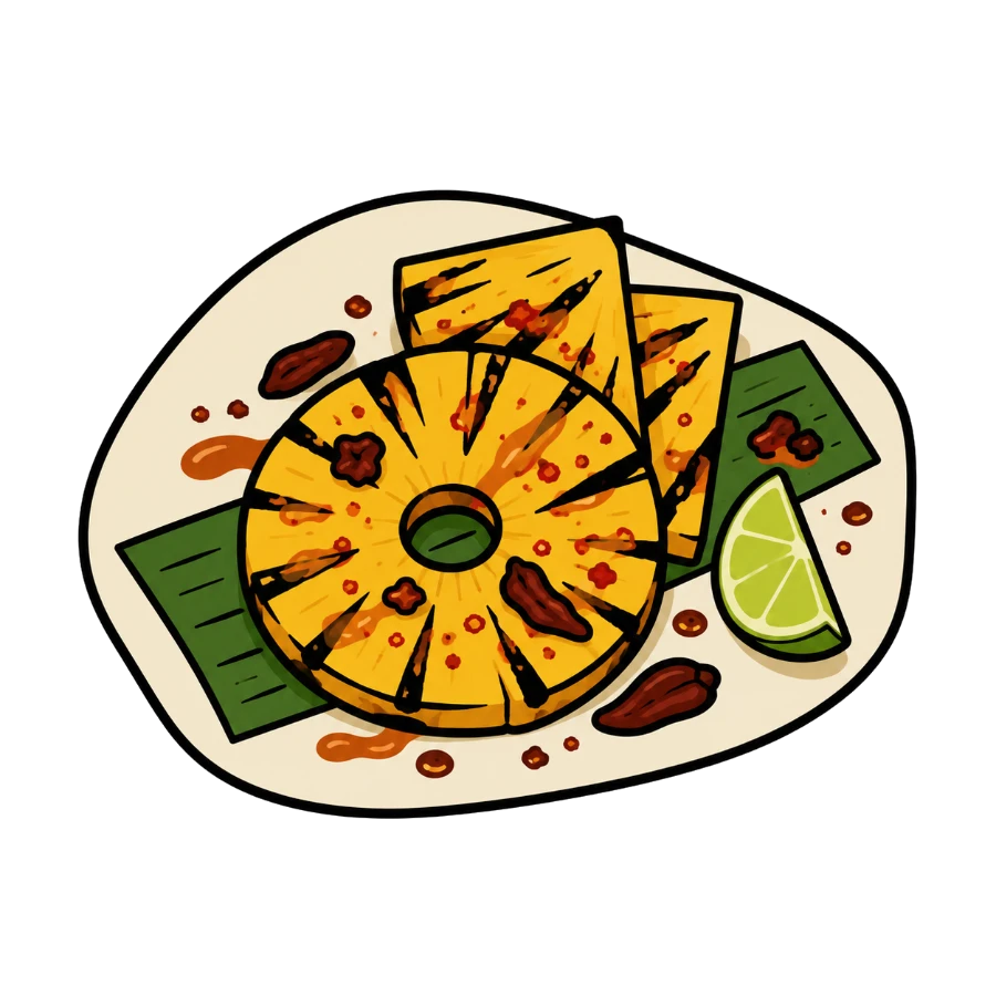 Piña a la brasa con chipotle